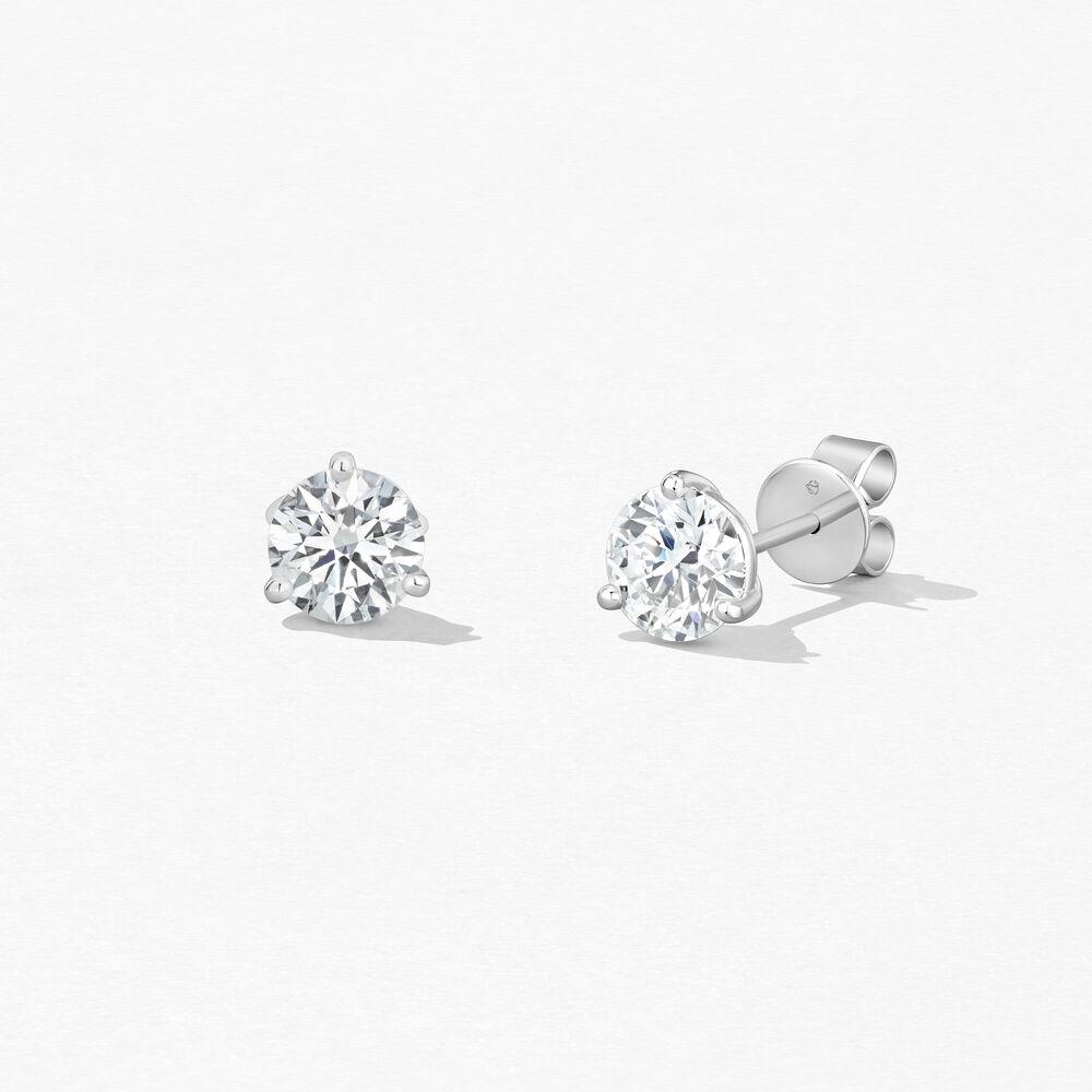 1.4 ctw. Three-Prong Stud Earrings in 18K White Gold